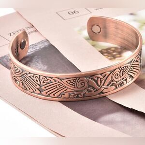 Magnetic by Design Antique Style Eagle Cuff Bracelet in Rosetone (7 in)